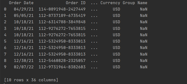 CSV file