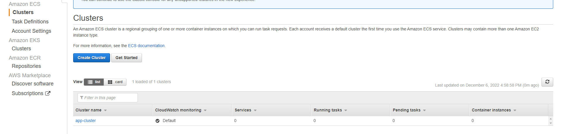 AWS ECS cluster