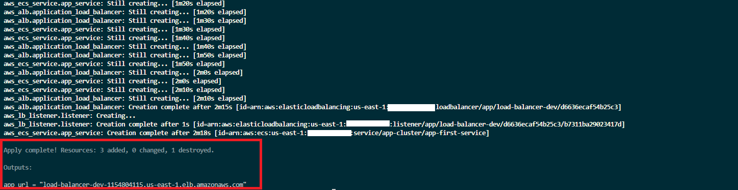 Terraform load balancer output