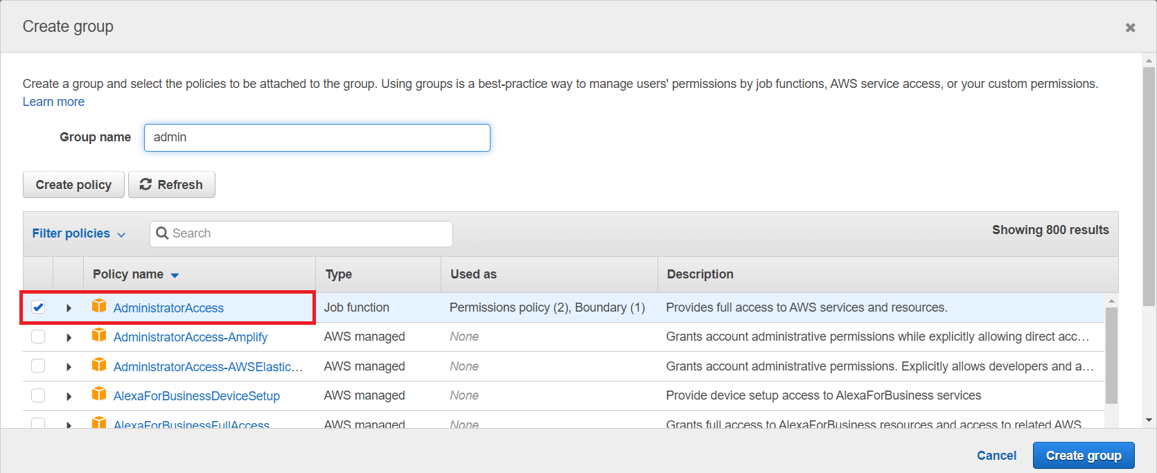 AWS administrator access