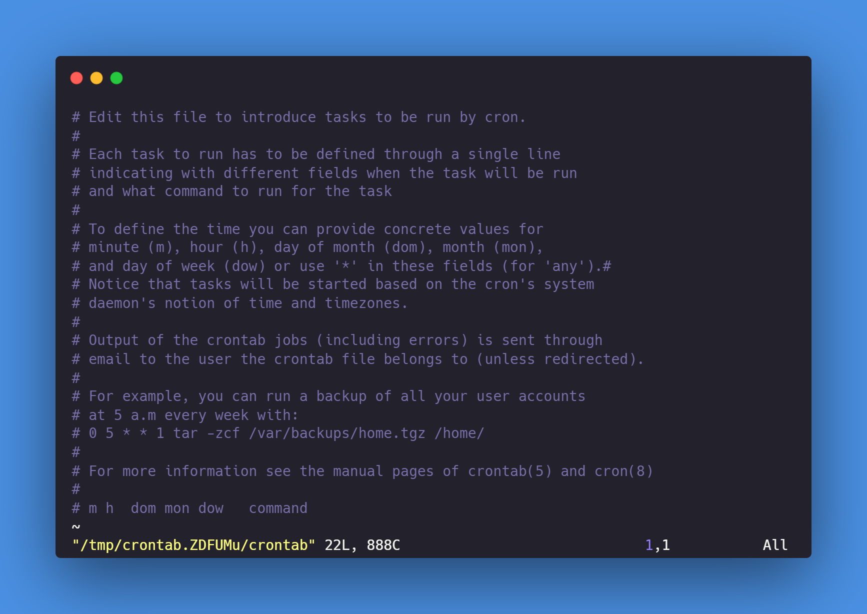 Crontab initial configuration