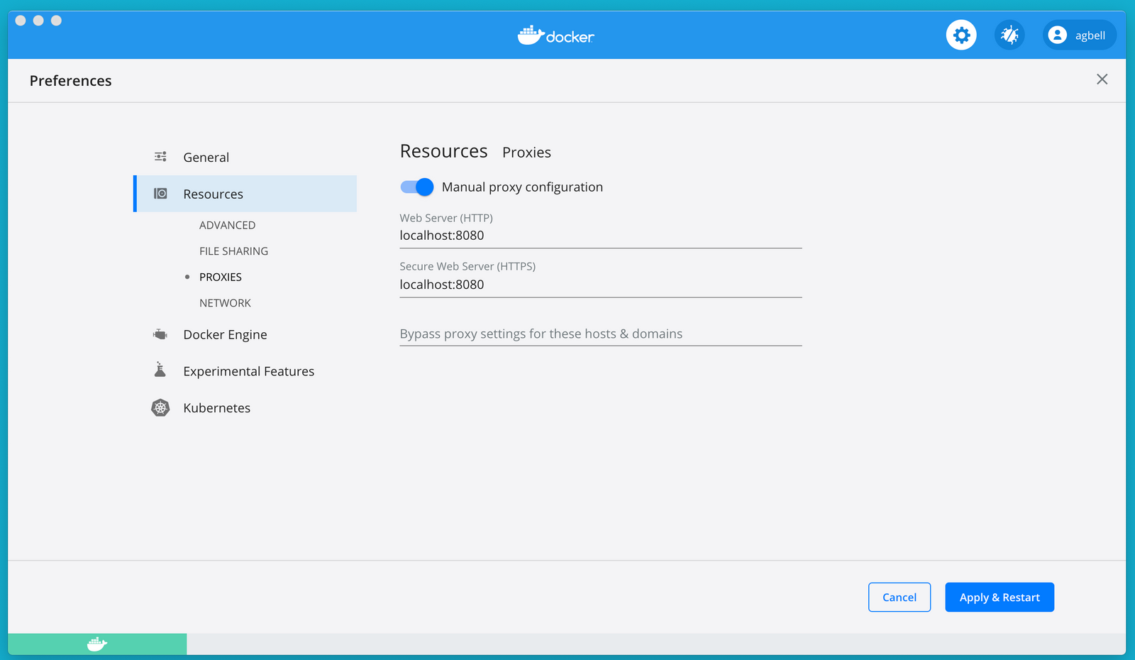 Configure the proxy settings under Preferences -> Resources -> Proxies.